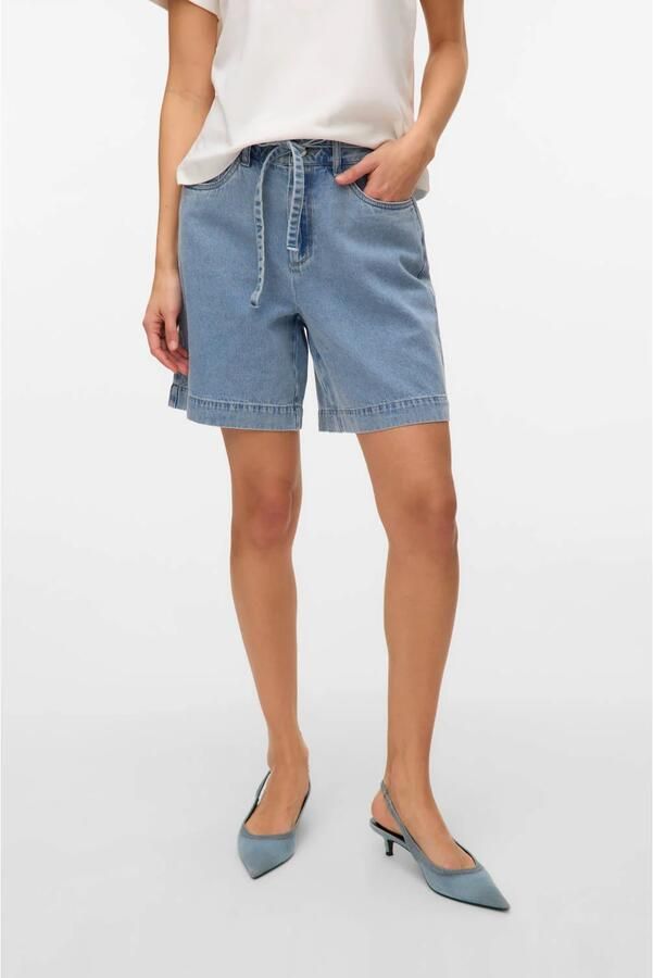 VERO MODA wide leg high waist denim short light blue denim - Foto 2