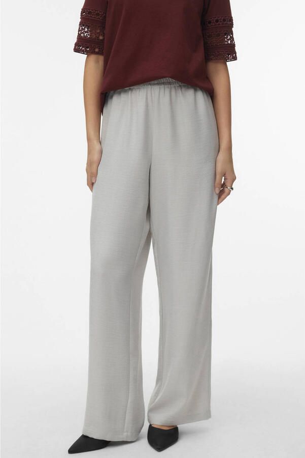 VERO MODA wide leg high waist casual broek grijsblauw - Foto 3