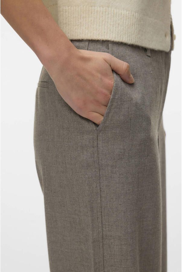 VERO MODA wide leg high waist casual broek grijsbruin - Foto 3