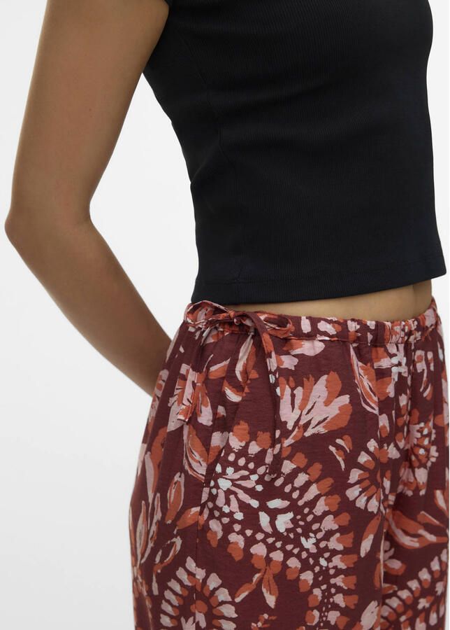 VERO MODA wide leg high waist casual broek met paisley print donkerrood - Foto 2