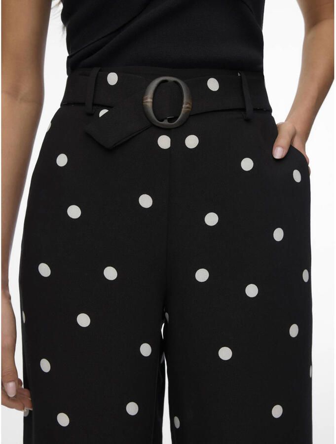VERO MODA wide leg high waist casual broek met stippen zwart - Foto 2