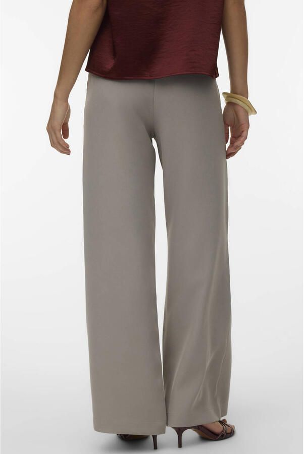 VERO MODA wide leg high waist casual broek taupe