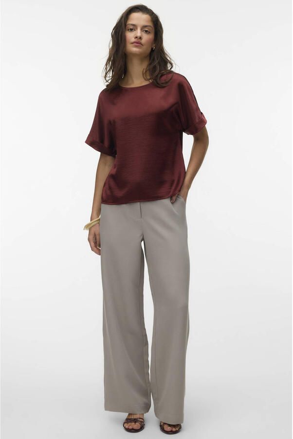 VERO MODA wide leg high waist casual broek taupe - Foto 3