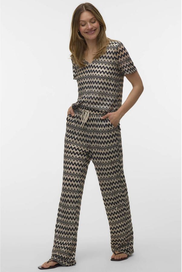 VERO MODA wide leg high waist casual broek zwart - Foto 3