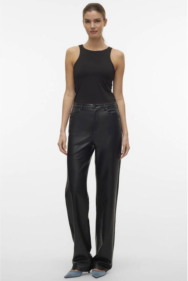 Vero Moda Imitatieleren broek VMTESSA HR WIDE PL PANTS NOOS