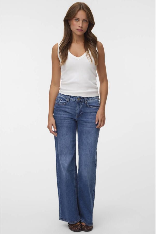 VERO MODA wide leg jeans mediumblauw