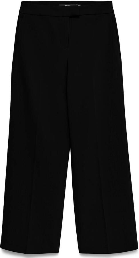 VERO MODA wide leg regular waist casual broek zwart
