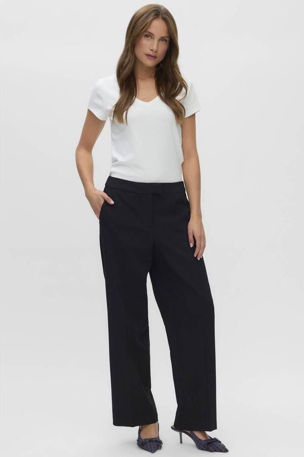 VERO MODA wide leg regular waist casual broek zwart