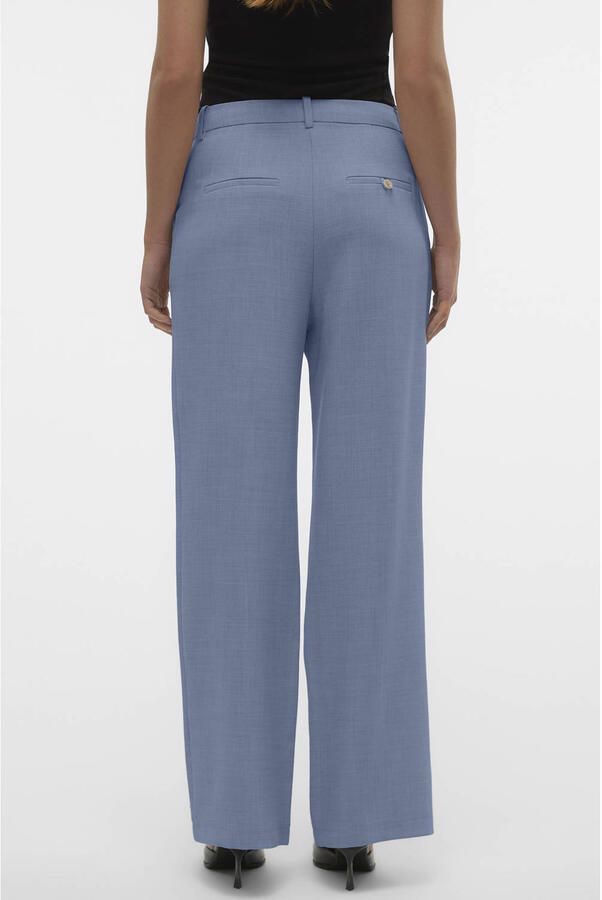 VERO MODA wide leg regular waist casual broek blauw - Foto 2
