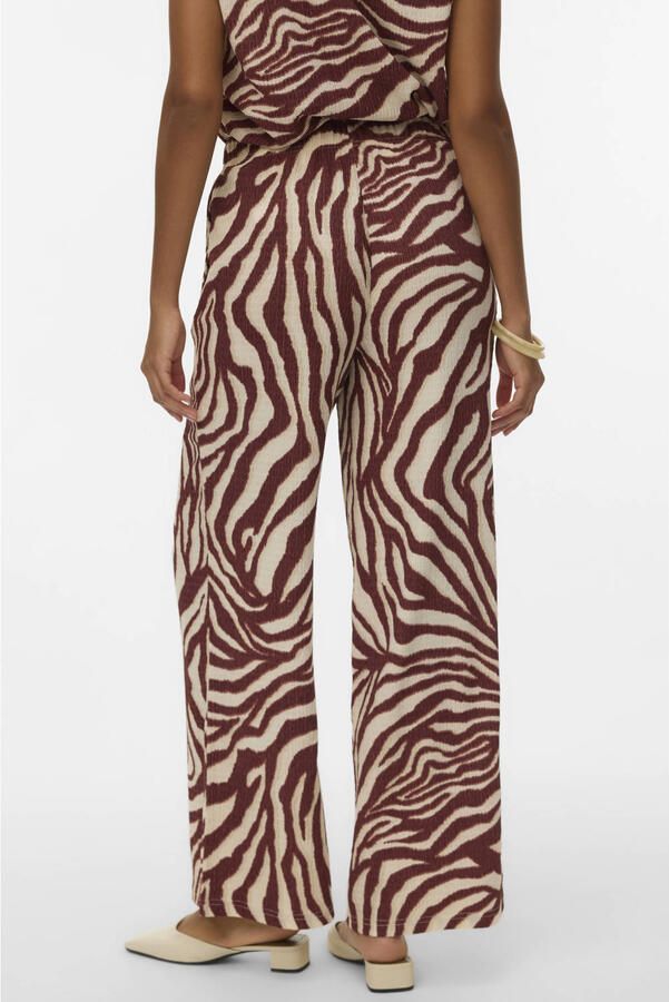 VERO MODA wide leg regular waist casual broek donkerrood - Foto 2
