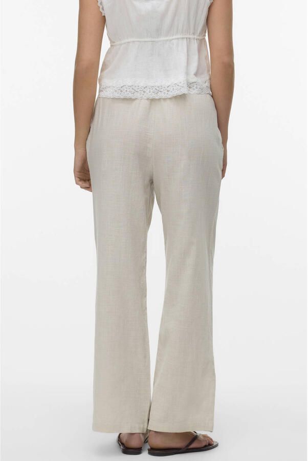 Vero Moda Wijde broek van mix van katoen en linnen model 'CAIA' - Foto 2