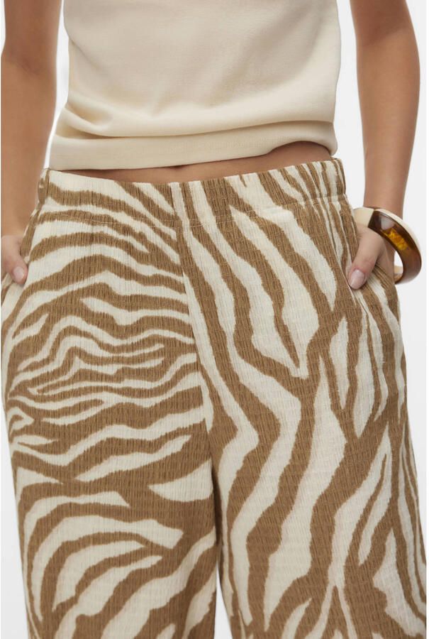 VERO MODA wide leg regular waist casual broek zand - Foto 2
