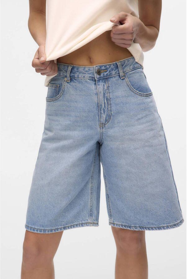 VERO MODA wide leg regular waist denim jort light blue denim