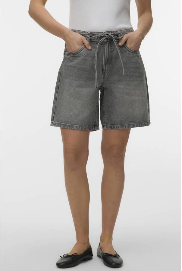 VERO MODA wide leg regular waist short grey denim