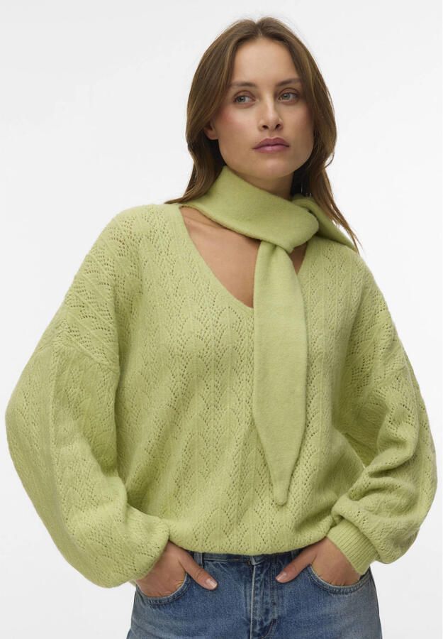 VERO MODA x Noor de Groot gebreide trui lichtgroen ajour