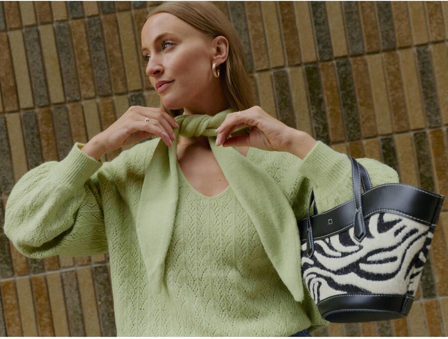 VERO MODA x Noor de Groot gebreide trui lichtgroen ajour - Foto 2