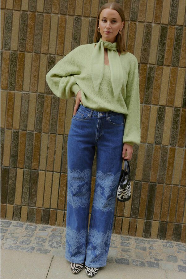 VERO MODA x Noor de Groot gebreide trui lichtgroen ajour - Foto 3