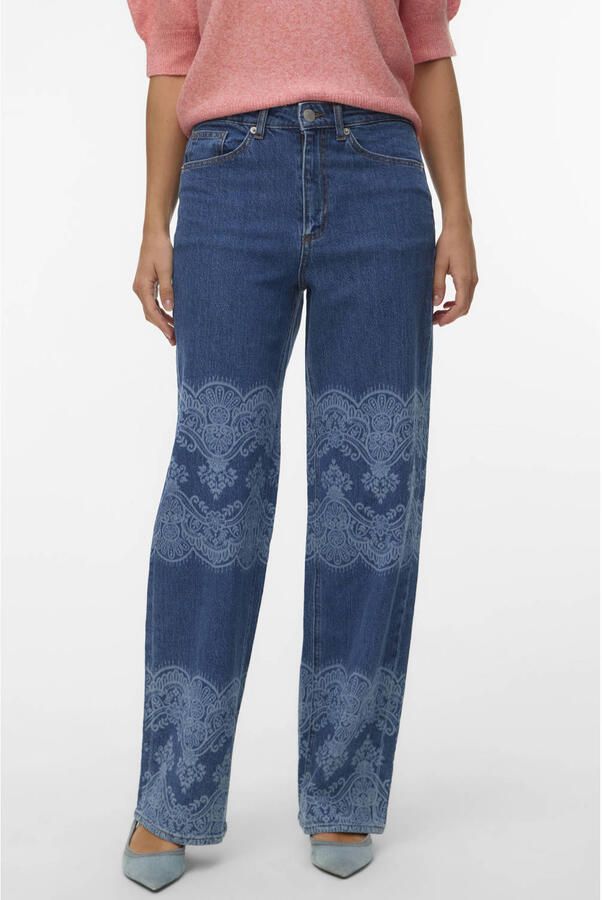 VERO MODA x Noor de Groot high waist straight leg jeans dark blue denim