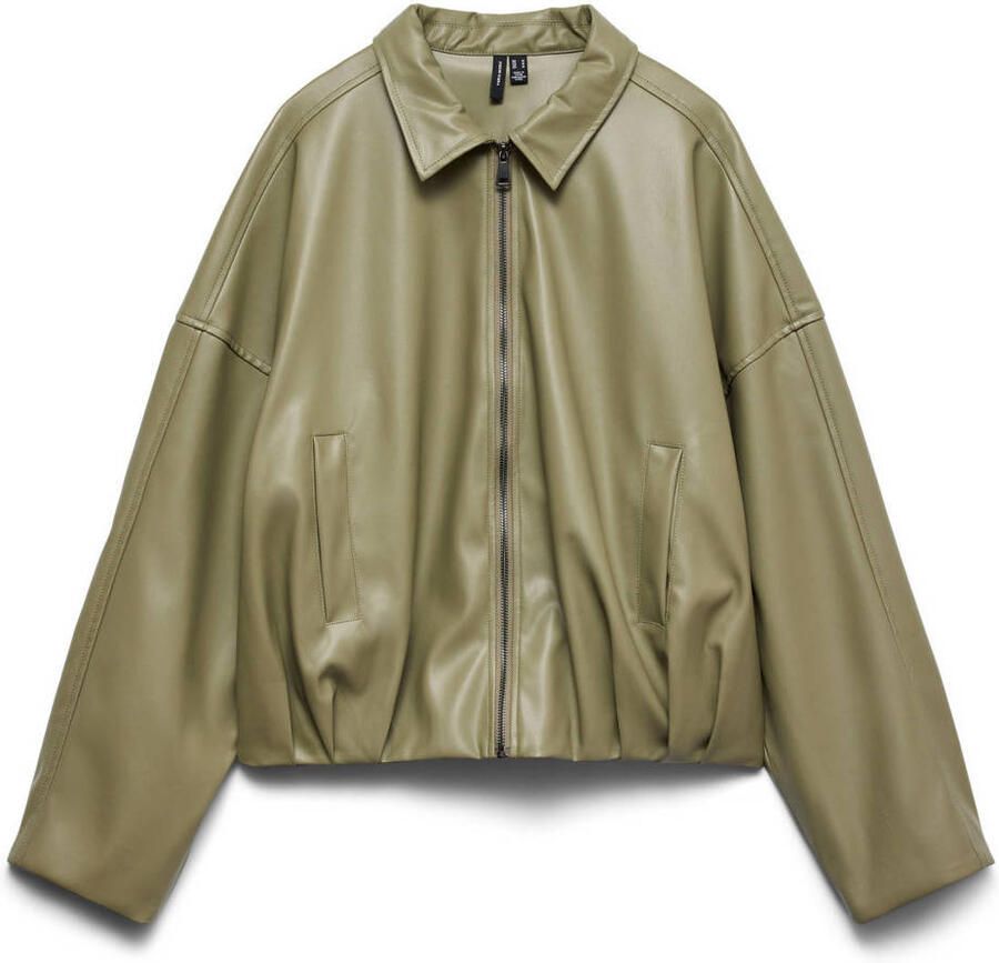 VERO MODA x Noor de Groot imitatieleren bomberjack groen - Foto 2