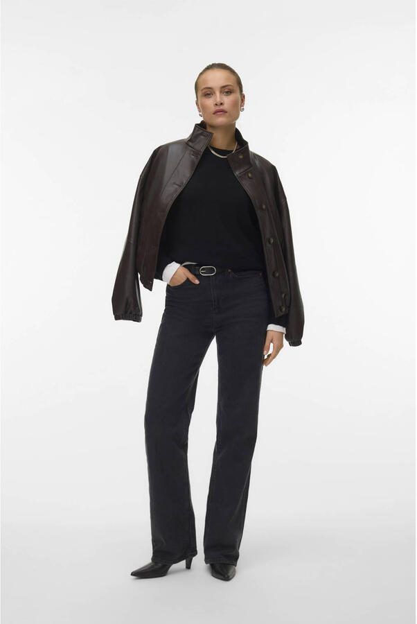 VERO MODA x Noor de Groot imitatieleren jasje donkerbruin - Foto 3