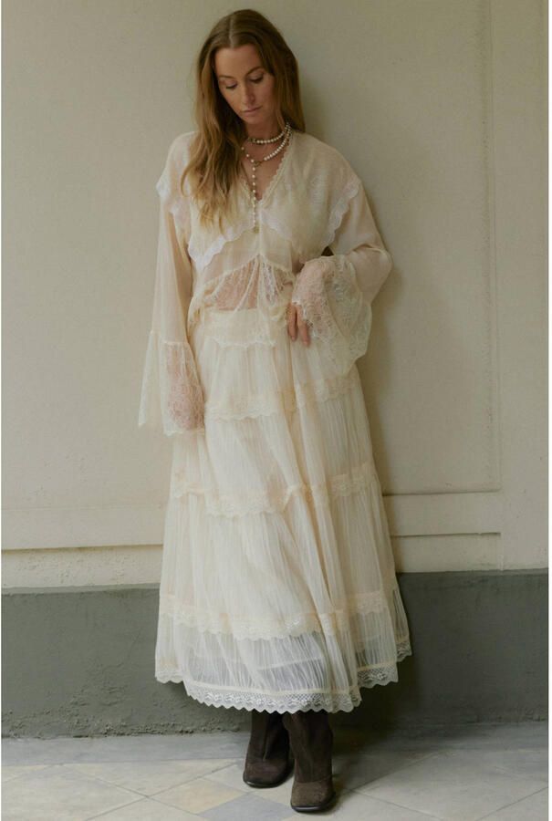 VERO MODA x Noor de Groot maxi rok ecru - Foto 2