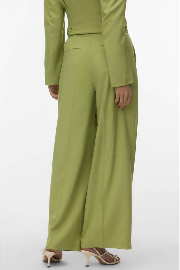 VERO MODA x Noor de Groot wide leg high waist pantalon lichtgroen