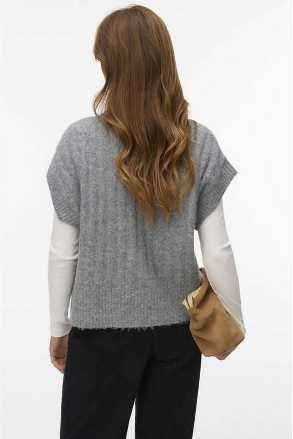 VERO MODA x Wehkamp gebreid vest met wol grijs