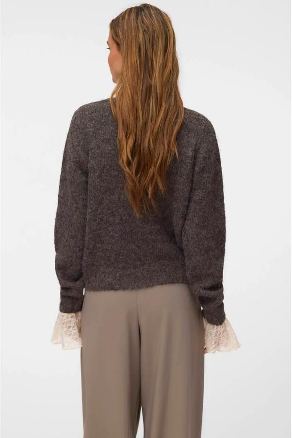 VERO MODA x Wehkamp rechtvallend gebreid vest met wol bruin - Foto 2