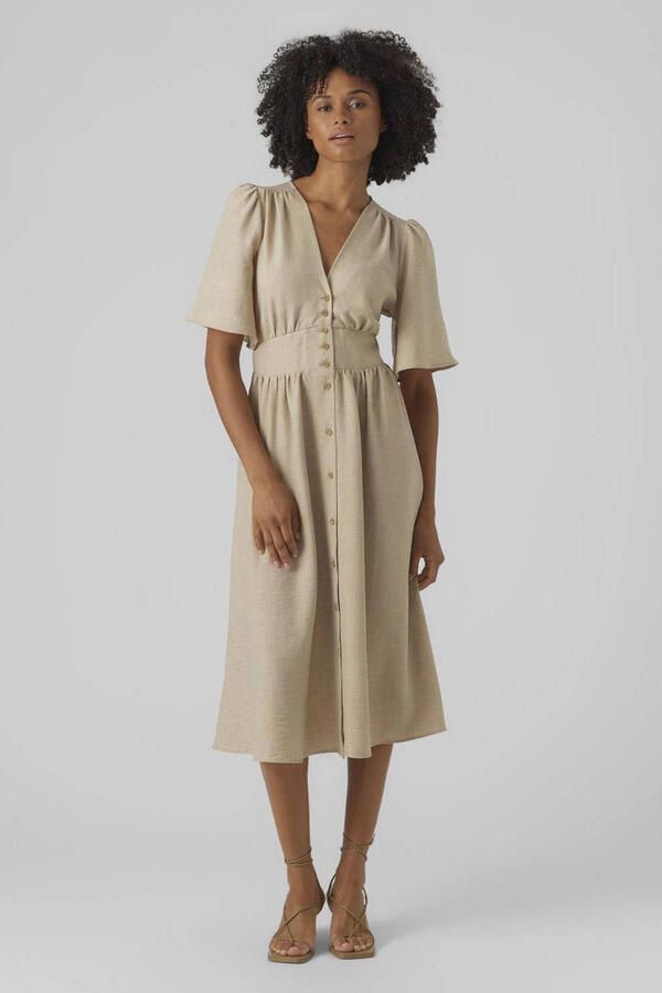 Vero Moda Midi-jurk VMMELANEY 2 4 BLK DRESS WVN NOOS