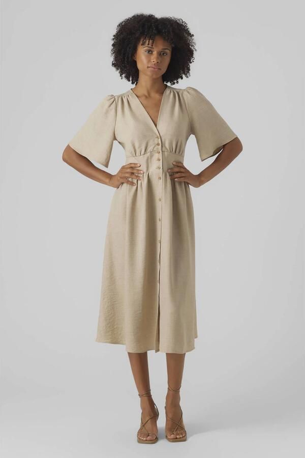 Vero Moda Midi-jurk VMMELANEY 2 4 BLK DRESS WVN NOOS - Foto 2