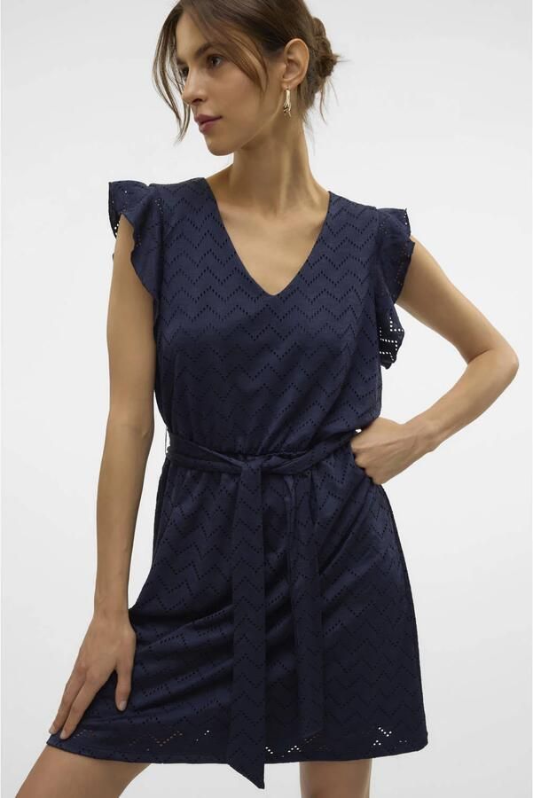 VERO MODA zomerjurk broderie donkerblauw - Foto 3
