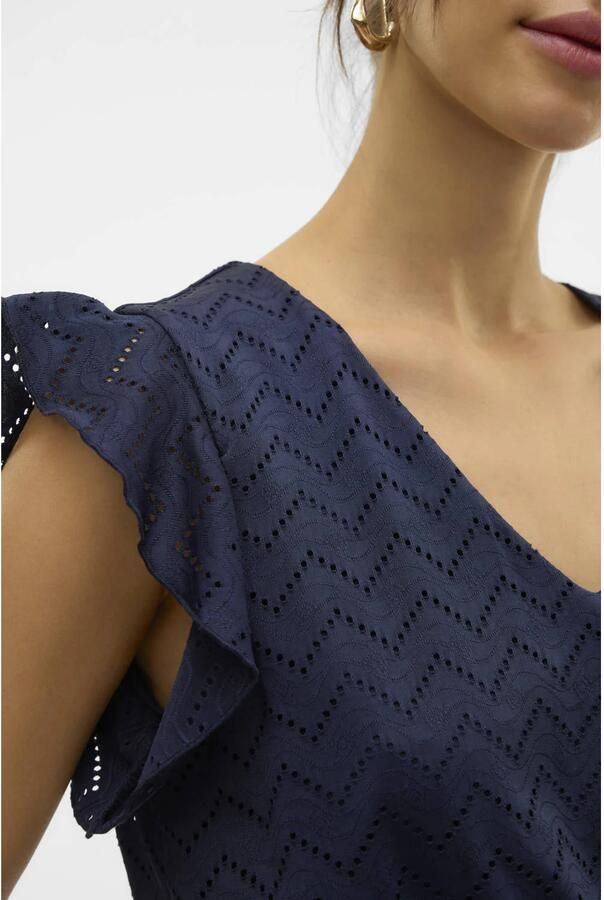 VERO MODA zomerjurk broderie donkerblauw