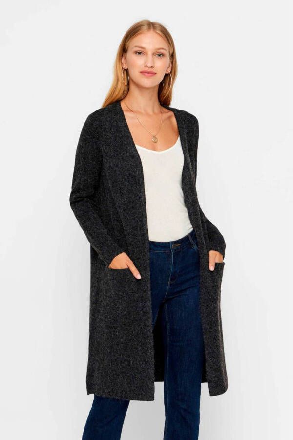 Vero Moda Lang vest VMDOFFY LS LONG OPEN CARDIGAN met fijn mêlee effect