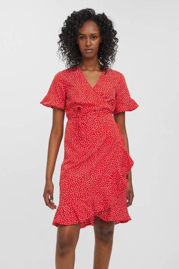 VERO MODA wikkeljurk VMHENNA van gerecycled polyester rood