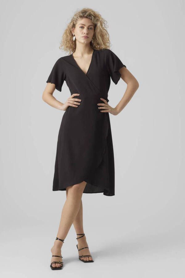 VERO MODA wikkeljurk VMSAKI van gerecycled polyester zwart