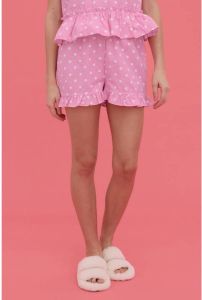 VERO MODA x Kae Sutherland pyjamashort VMKAE met stippen roze wit