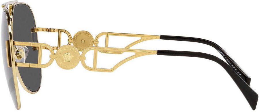 Versace Gouden Metalen Pilotenzonnebril met Donkergrijze Lenzen Yellow Unisex - Foto 3