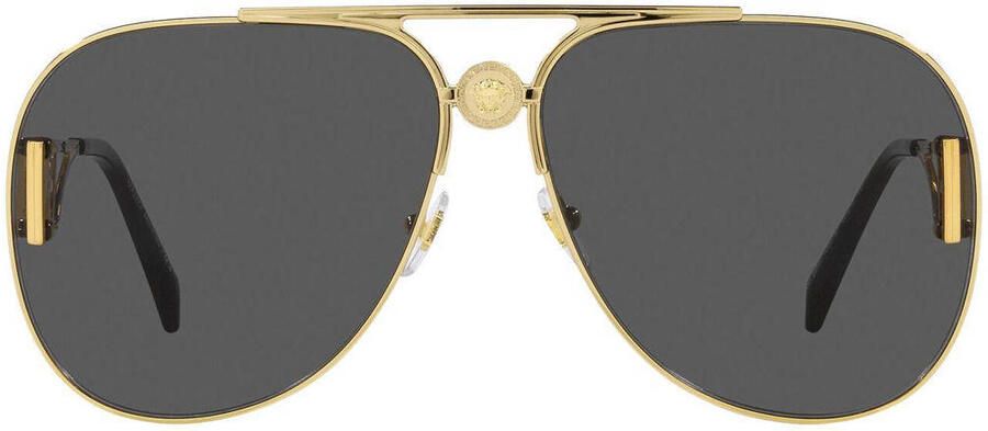 Versace Gouden Metalen Pilotenzonnebril met Donkergrijze Lenzen Yellow Unisex - Foto 2
