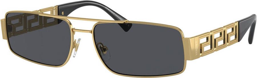 Versace Rechthoekige zonnebril met donkergrijze lens en gouden montuur Yellow Unisex - Foto 3