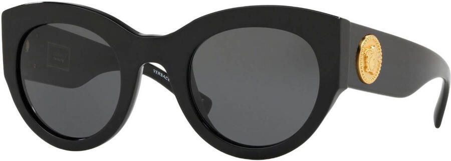 Versace Cat-Eye Zonnebril met Donkergrijze Lens en Zwart Montuur Black Unisex