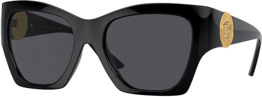 Versace Zonnebril met onregelmatige vorm donkergrijze lens en zwart montuur Black Dames