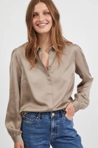 VILA blouse VIELLETTE van gerecycled polyester beige