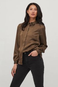 VILA blouse VIELLETTE van gerecycled polyester bruin