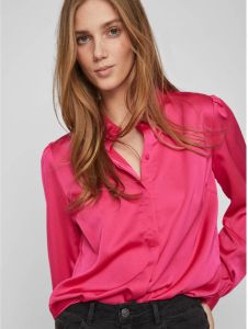 VILA blouse VIELLETTE van gerecycled polyester roze