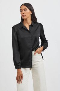 VILA blouse VIELLETTE van gerecycled polyester zwart
