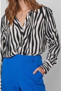 VILA blouse VIFINI met zebraprint zwart wit