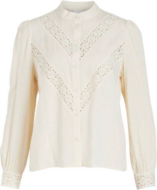 VILA blouse VIFLIRA met open detail crème