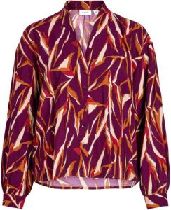 VILA blouse VILINA met all over print paars oranje
