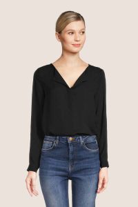 Vila zwarte semi transparante relaxed fit blouse polyester