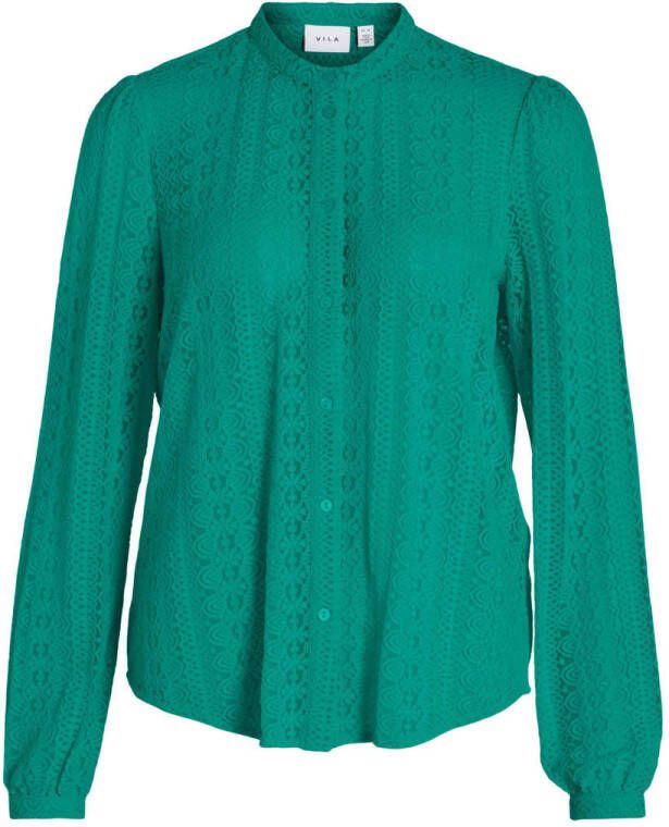VILA geweven blouse VICHIKKA met kant groen